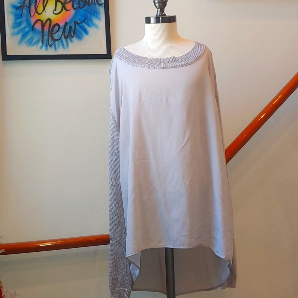 ALYX Silver Knit & Poly Top Size Large